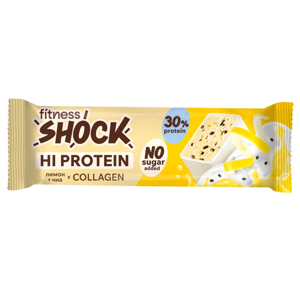 Батончик FITNESS SHOCK батончик протеиновый 40 g Лимон чиа 