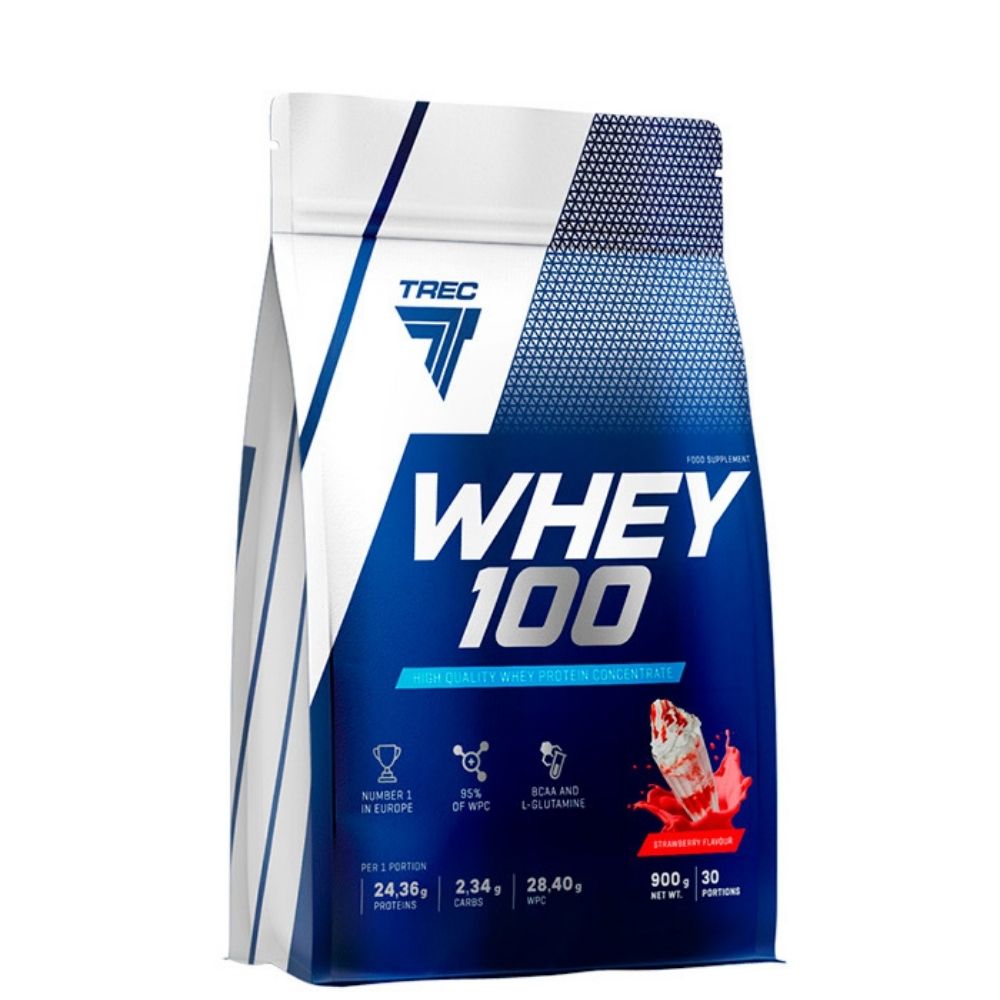 Протеин Trec Nutrition Whey 100 Сывороточный протеин 900 g Клубника